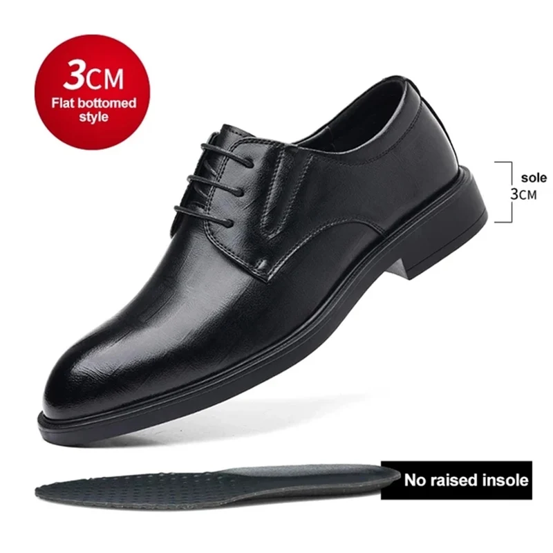 Zwarte verhoogde schoenen voor heren, nette schoenen maat 3/6/8 CM