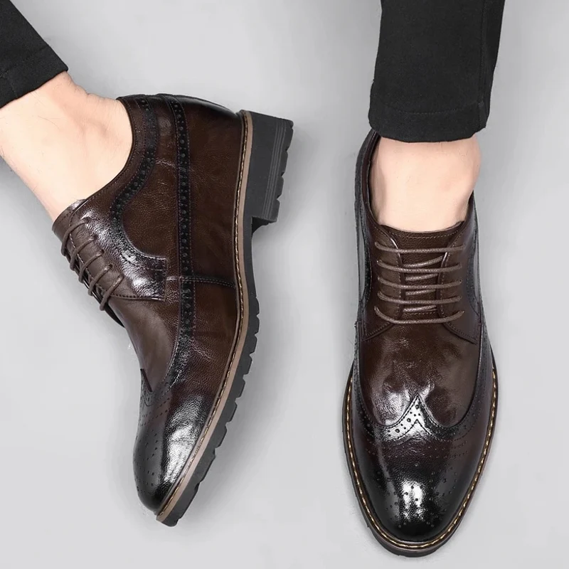 Retro heren formele gesneden Oxford schoenen met hoogteverhoging