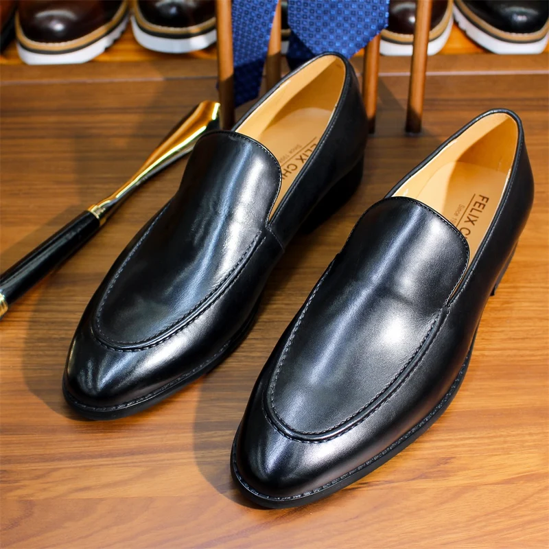 Pure Style Echt Leren Heren Loafers met Puntige Neus