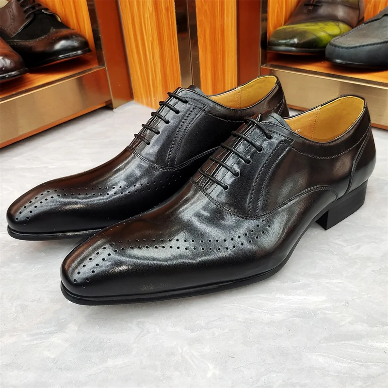 Heren puntige Four Seasons lage leren schoenen