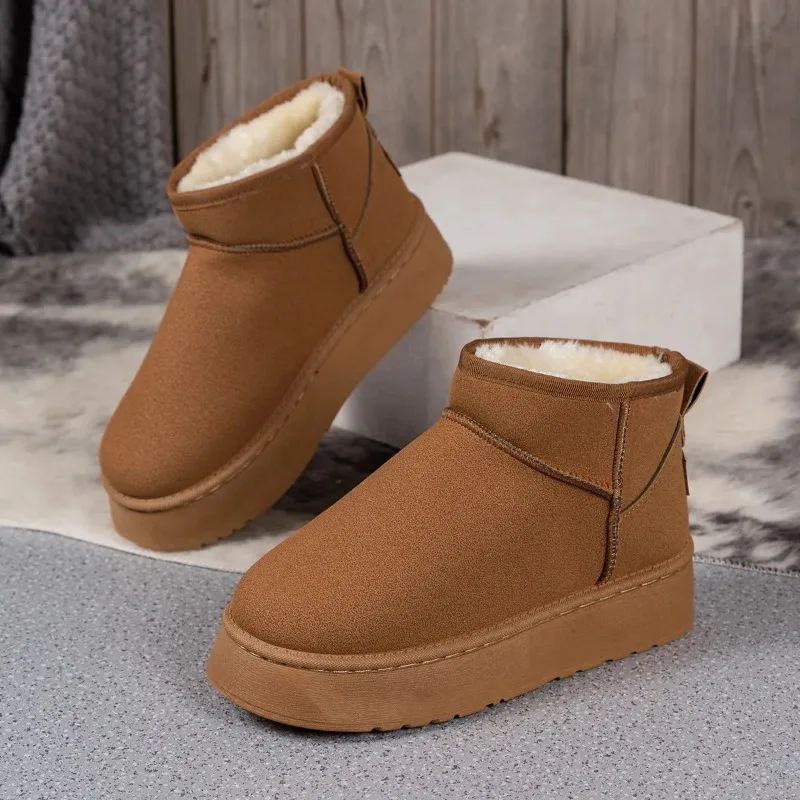 Dikke pluche platform sneeuwlaarzen voor dames in de winter, houd ze warm