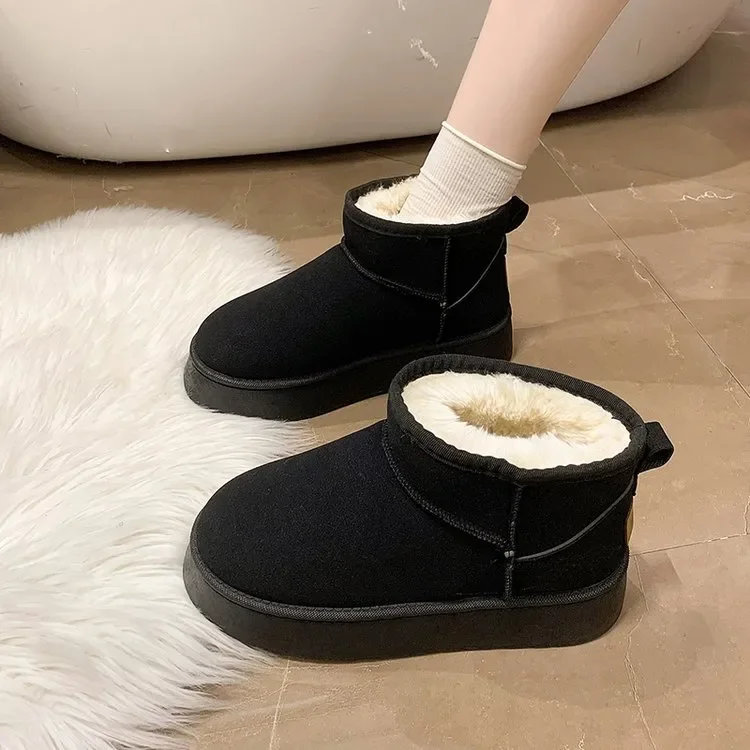 Dikke pluche platform sneeuwlaarzen voor dames in de winter, houd ze warm