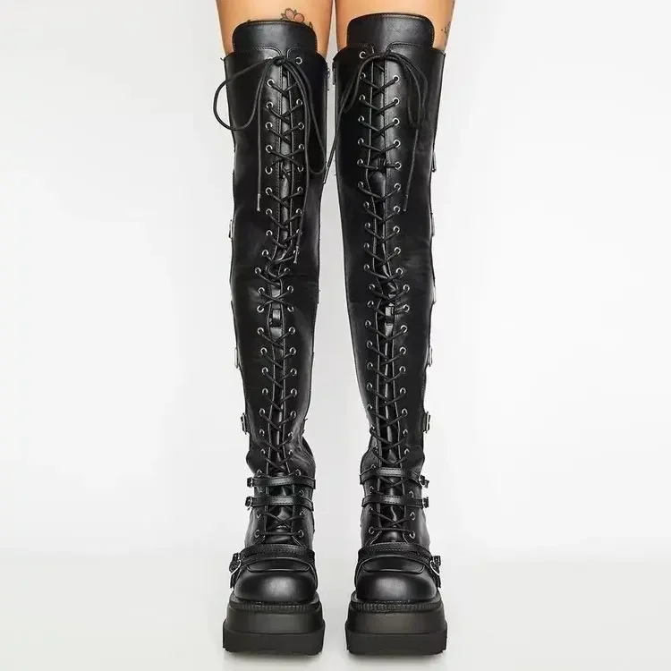 Wedges Lange Laarzen Voor Dames Herfst Winter Overknee Laarzen