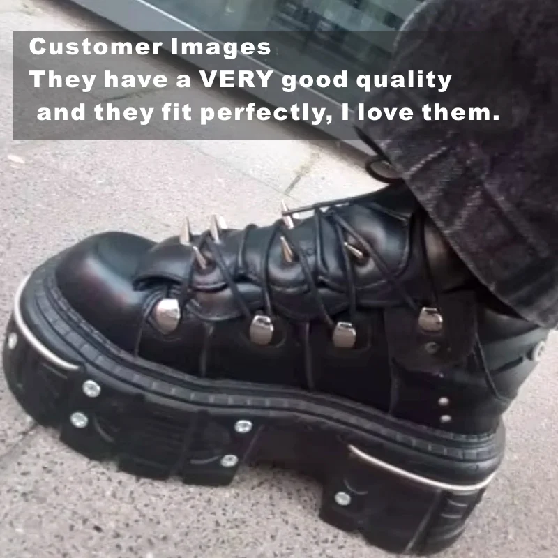 Punk dames klinknagel metalen platform enkellaarsjes