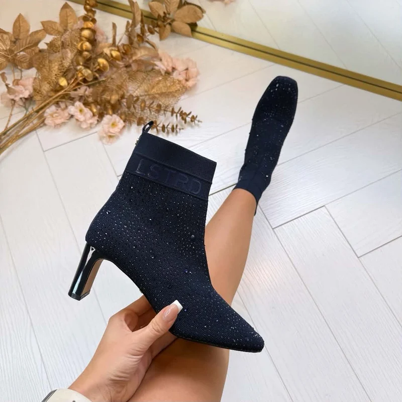 LA STRADA SOCK HAK LAARSJE 2151725-4560 - NAVY BLUE KNITTED + STONES