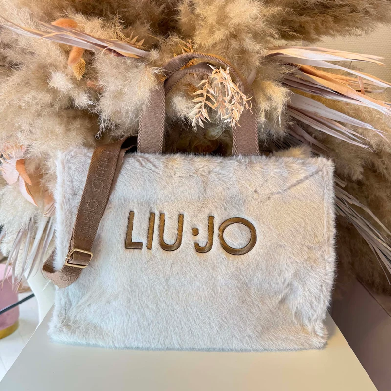 LIU JO FAKE FUR SHOPPING BAG 2F6037/E0218 - BURRO