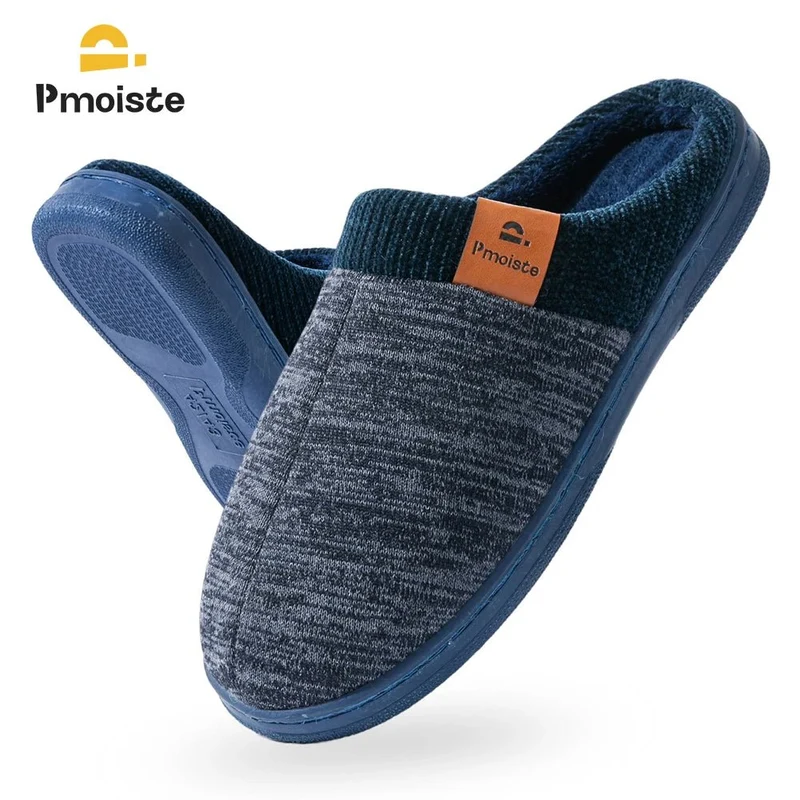 Pmoiste Luxe Pantoffels met Memory Foam voor Heren - Warme Zachte TPR Demping Designer Antislip Winter Binnenslippers