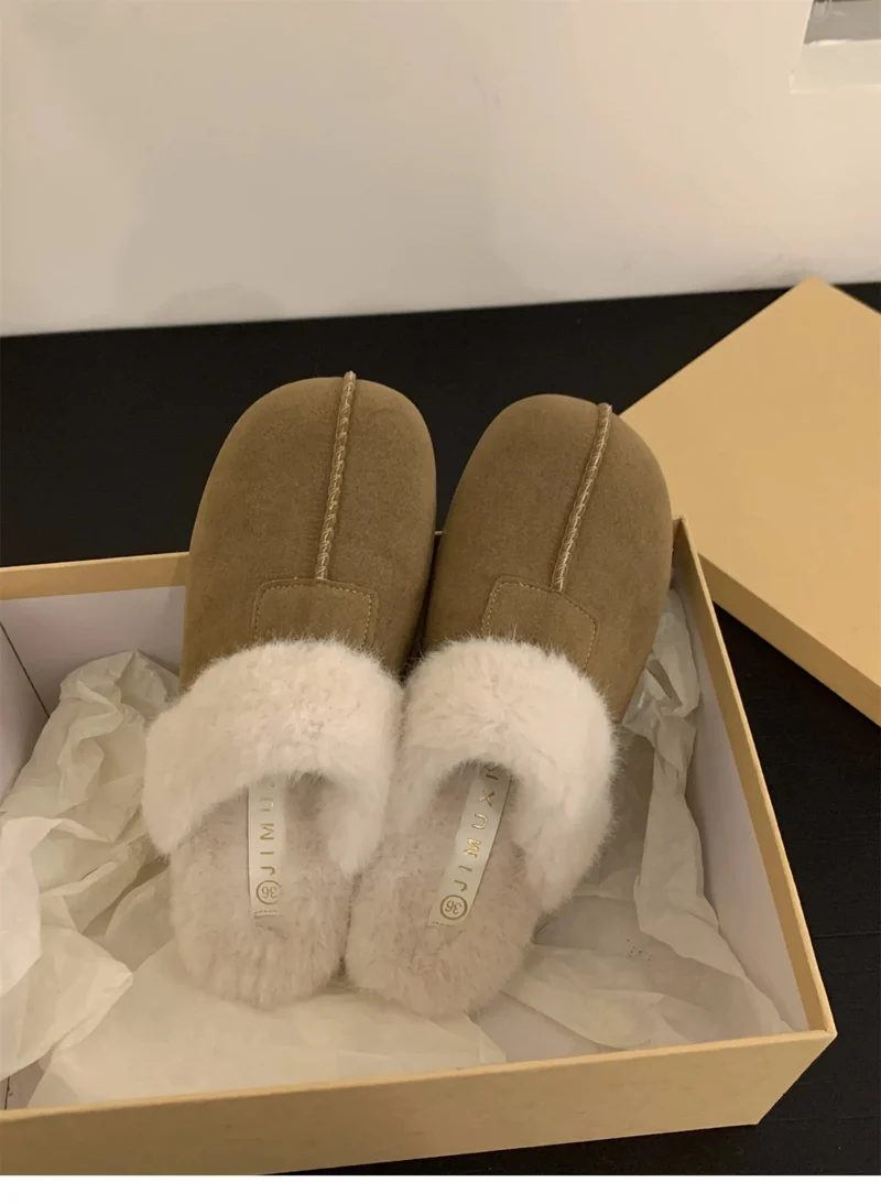 AJGS Australische schapenvacht damesslippers, natuurlijke wollen huisschoenen