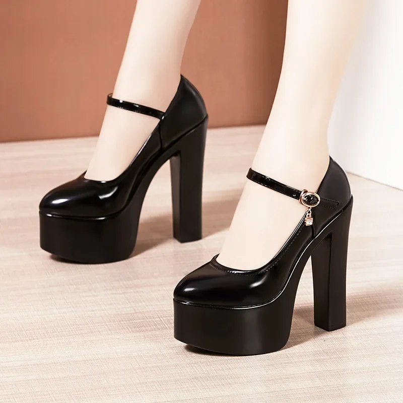 Feestelijke bruiloft sexy extreme blokhakken 15 cm pumps