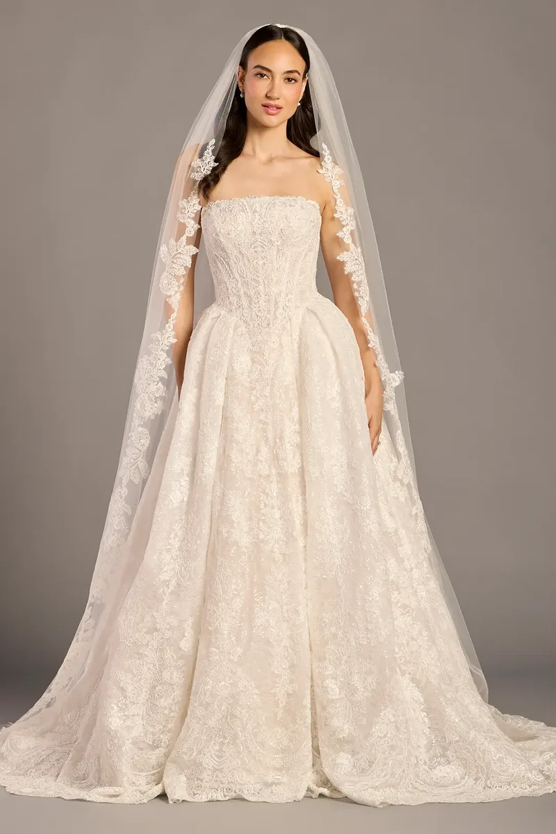 Floral Lace Applique Cathedral Wedding Veil
