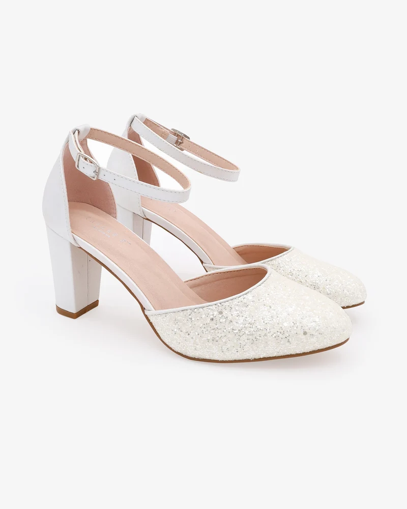 Rock Glitter Block Heel with Ankle Strap
