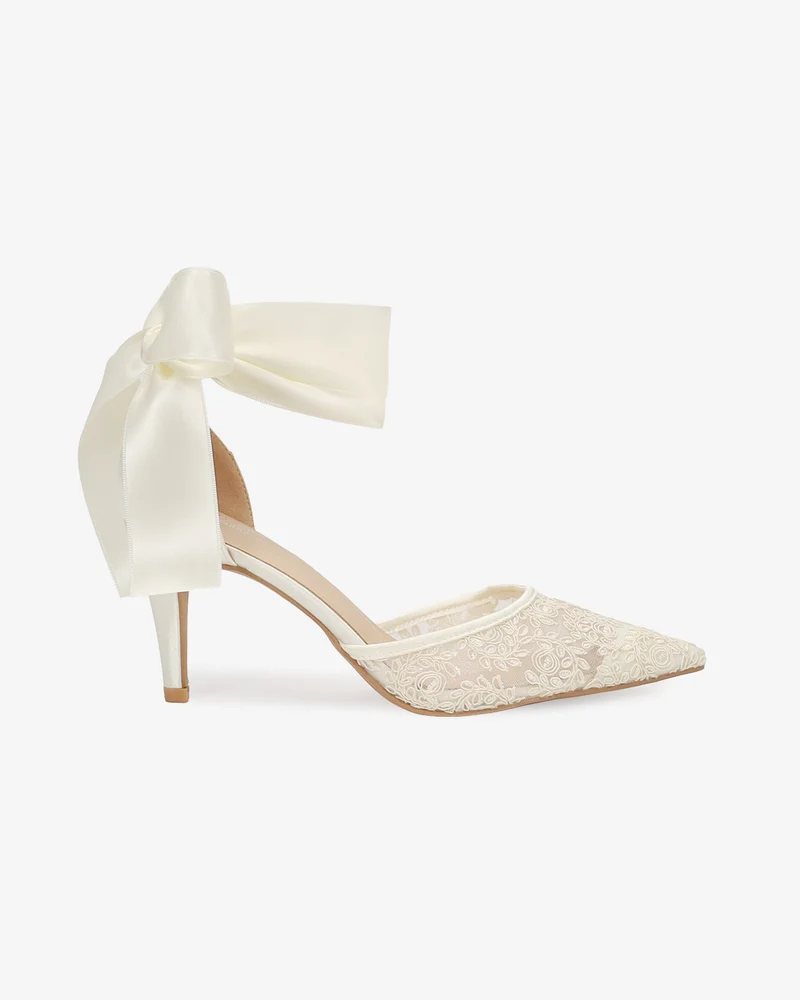 Lace Heels with Ankle Tie For Brides