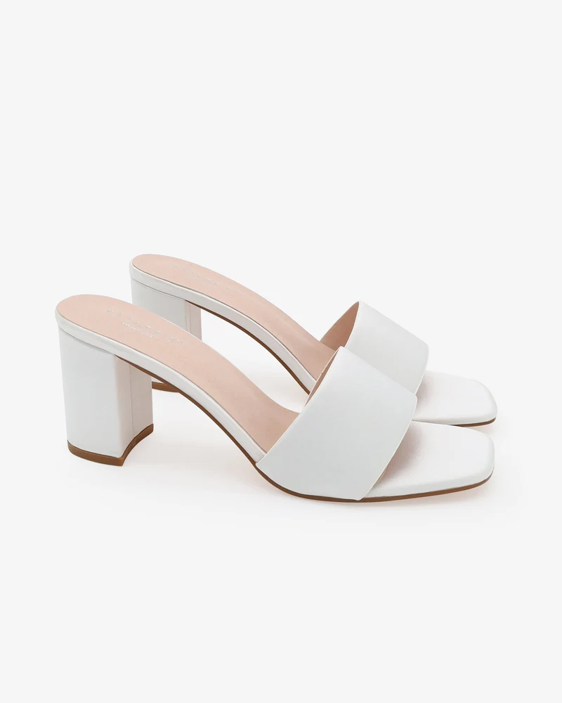 Satin Block Heels Slide Wedding Sandals