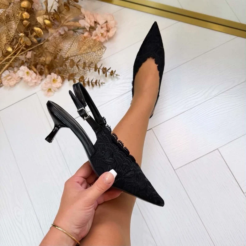 LACE HEEL 5555 - BLACK