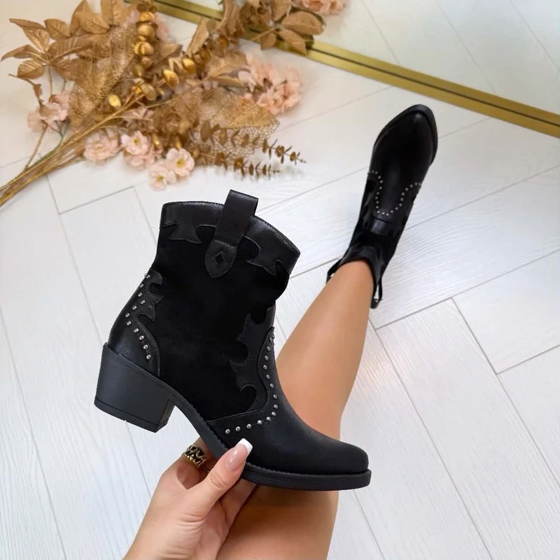 STUDDIE COWBOY BOOTIE DES8001 - BLACK