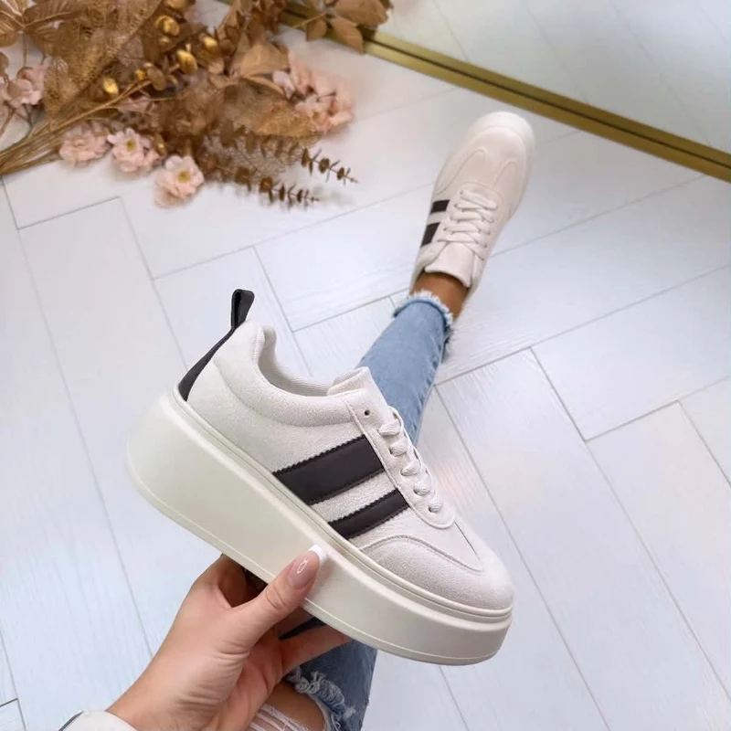 STRIPE PLATEAU SNEAKER 9156 - BEIGE/BROWN