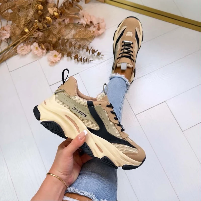 STEVE MADDEN POSSESSION-E SNEAKER 0033 - KHAKI/BLACK