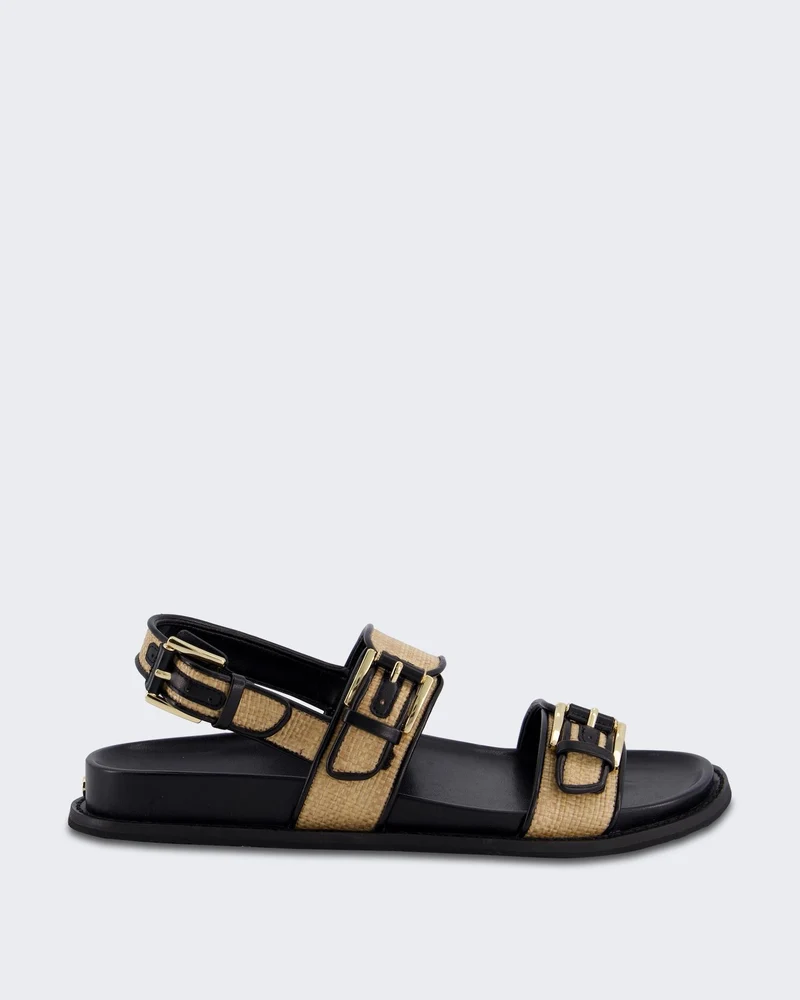 Dames Nia Flat Sandal Zwart