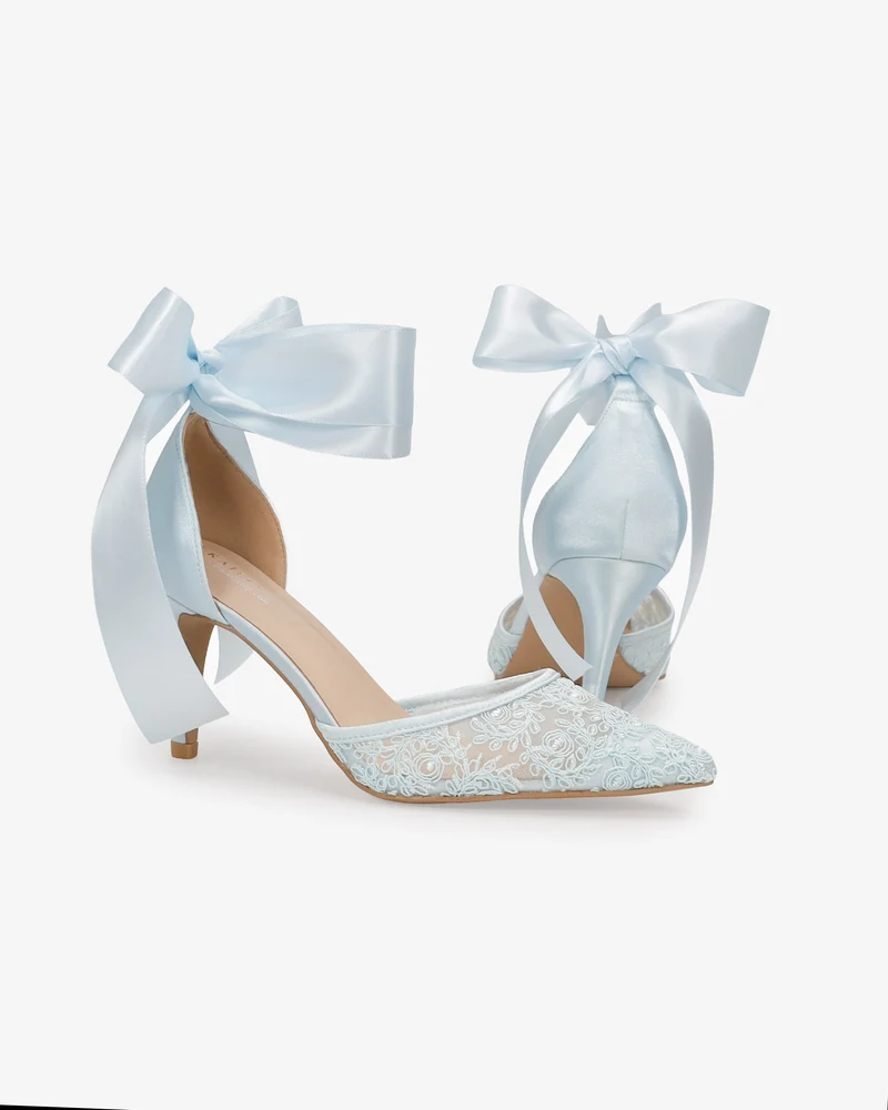 Lace Heels with Ankle Tie For Brides