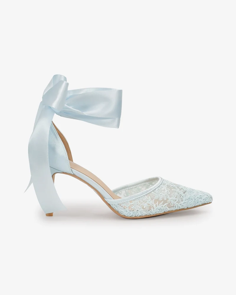 Lace Heels with Ankle Tie For Brides