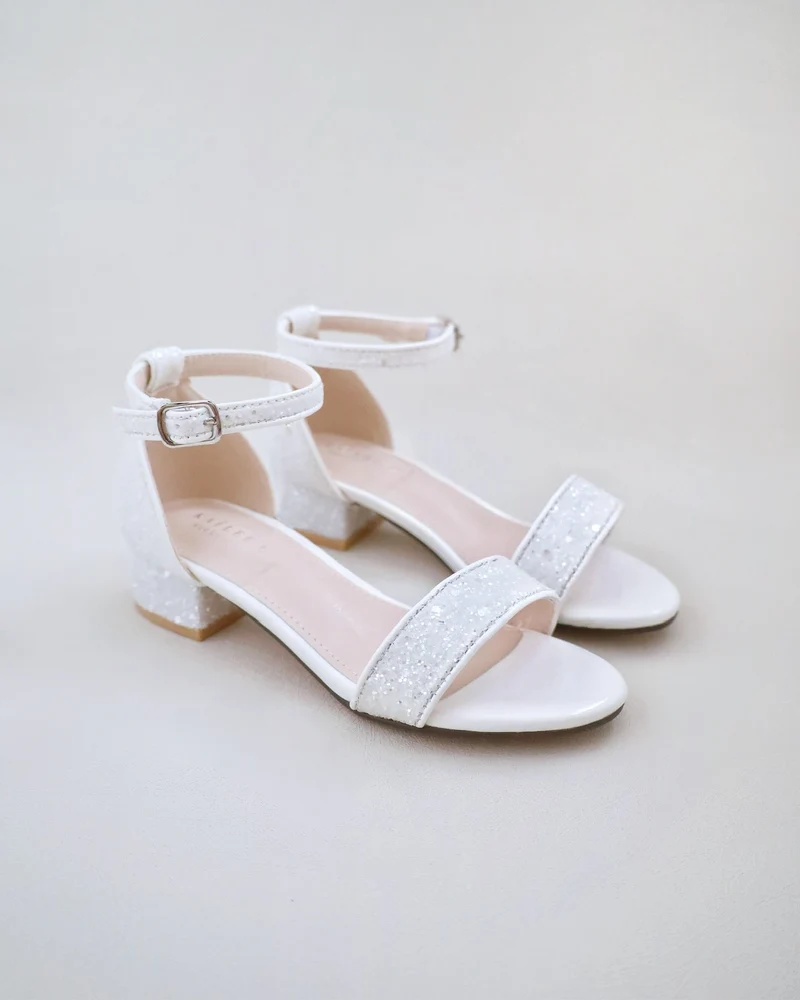 Rock Glitter Low Block Heel Girls Sandals