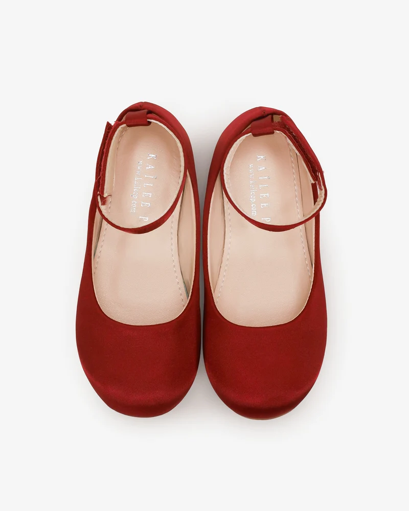 Satin Flats with Velcro Ankle Strap