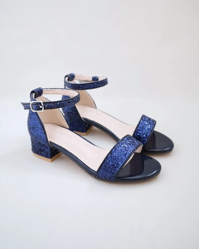Rock Glitter Low Block Heel Girls Sandals