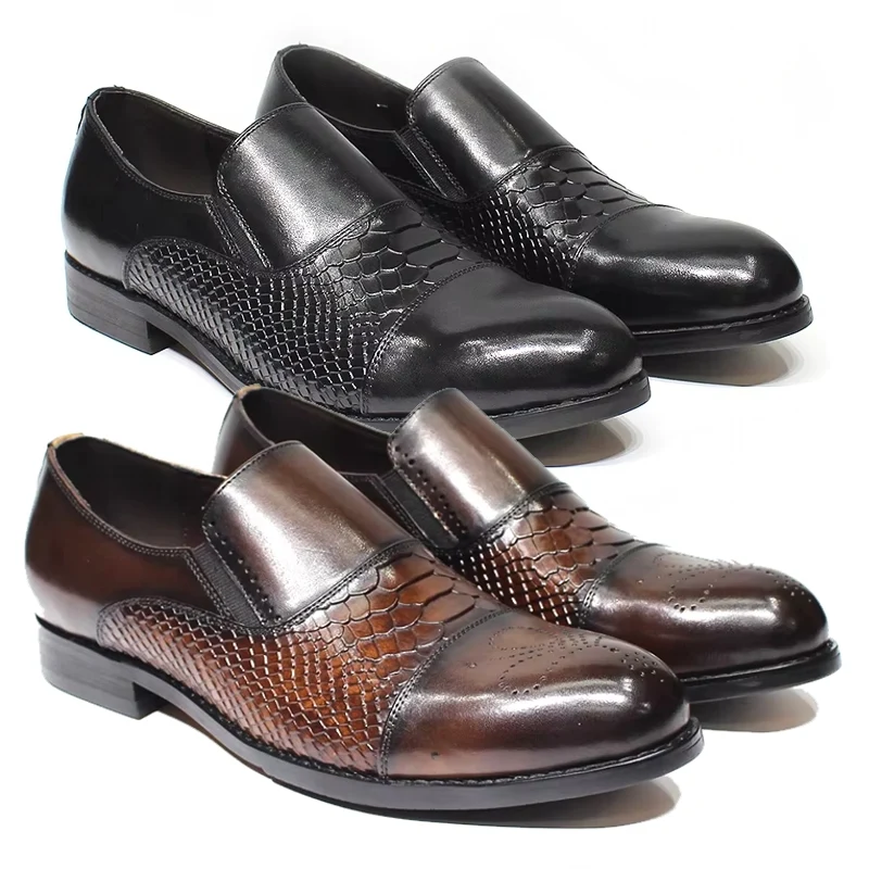 Klassieke slangenprint echte leren schoenen met neus