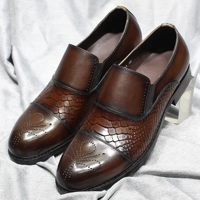 Klassieke slangenprint echte leren schoenen met neus