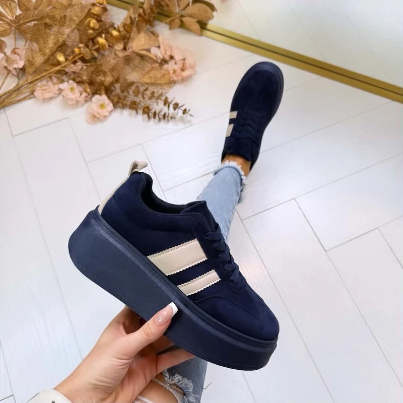 STRIPE PLATEAU SNEAKER 9156 - NAVY