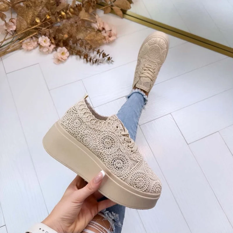 *SALE* PLATEAU LACE SNEAKER PC308 - BEIGE
