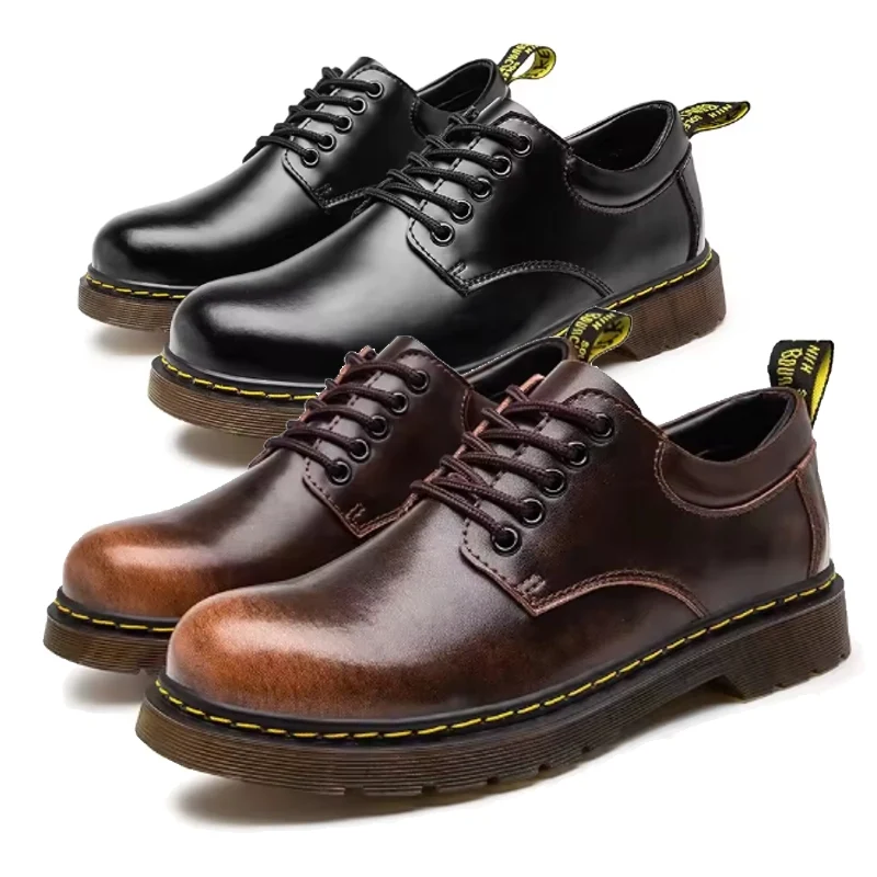 Herenschoenen met ronde neus van echt leer