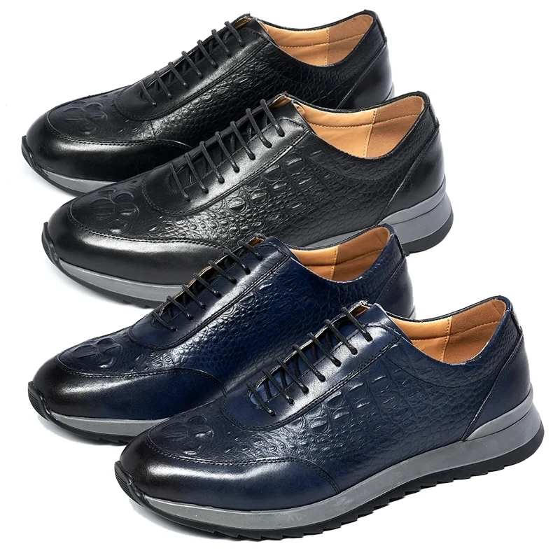 Heren casual sneakers met echt krokodillenpatroon