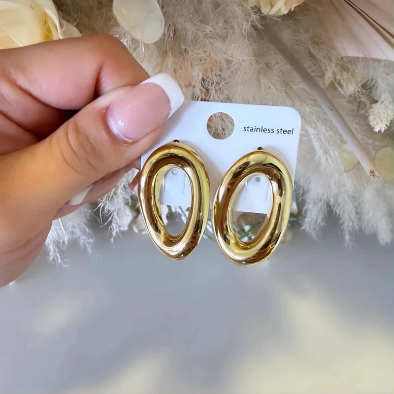 BIG OVAL EARRING EH1100 - GOLD