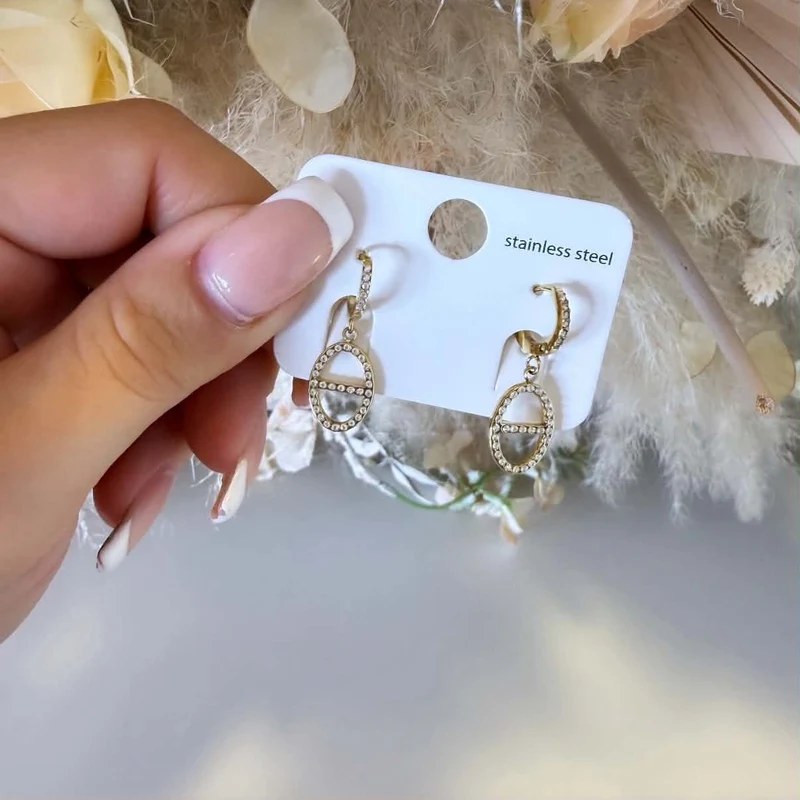 OVAL DIAMOND EARRING EH1099 - GOLD