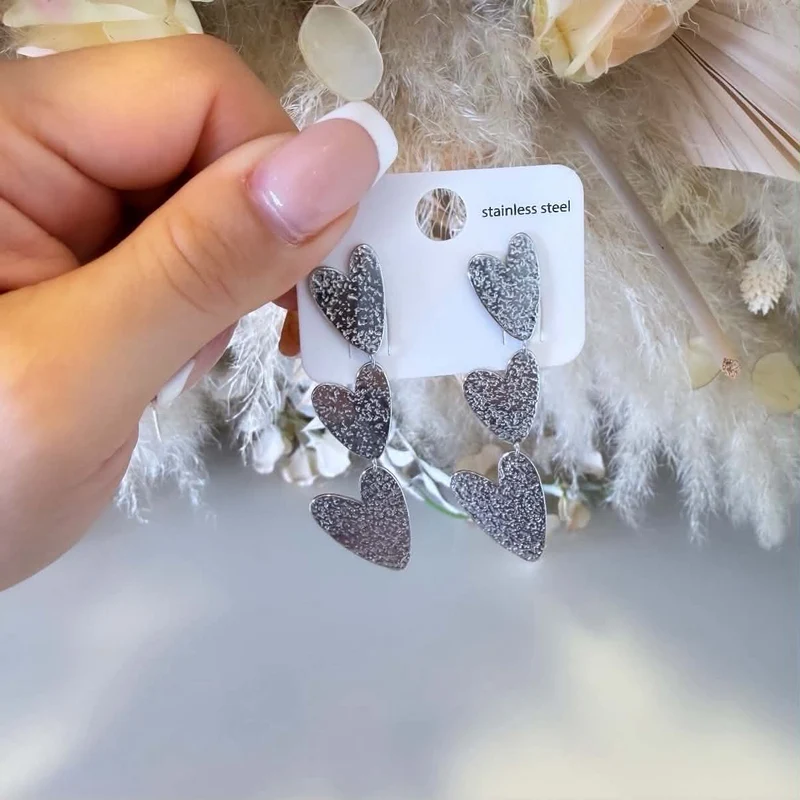 TRIPLE HEART EARRING EH1094 - SILVER