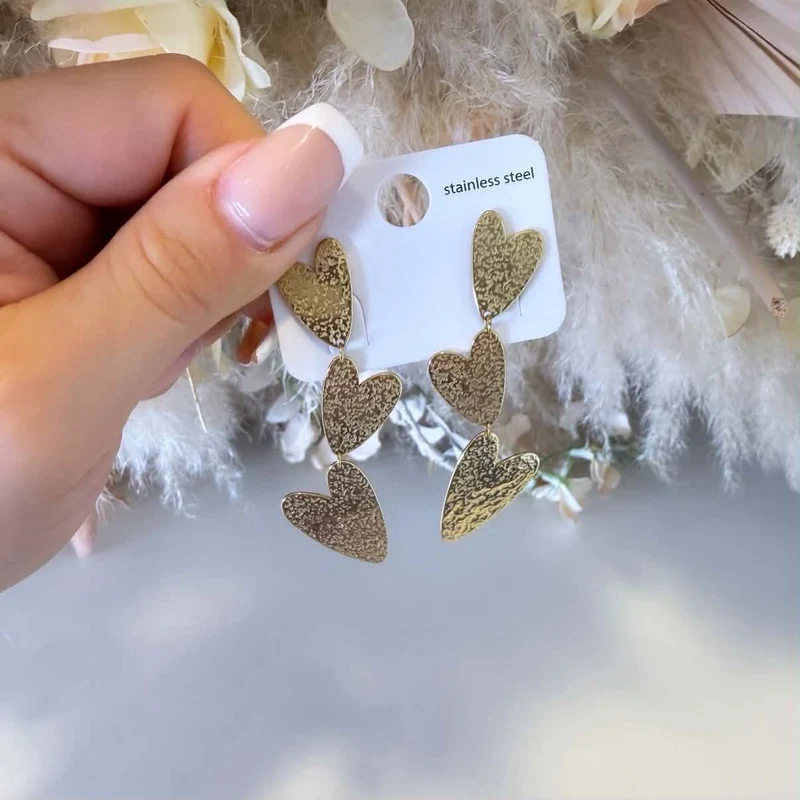 TRIPLE HEART EARRING EH1094 - GOLD