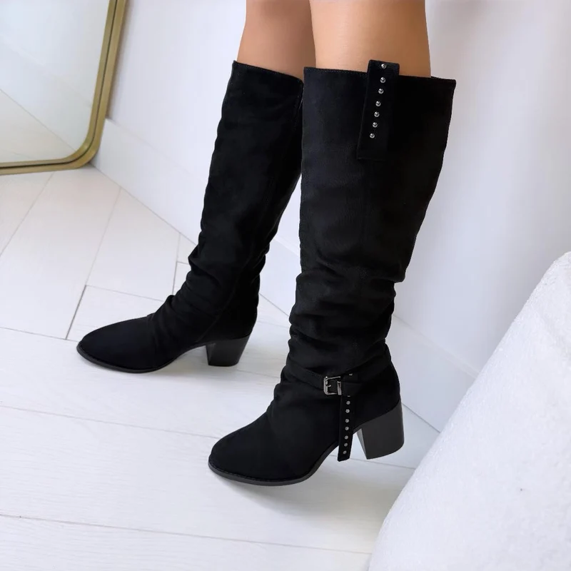 SUEDINE GESP STUDS LAARS A-997 - BLACK