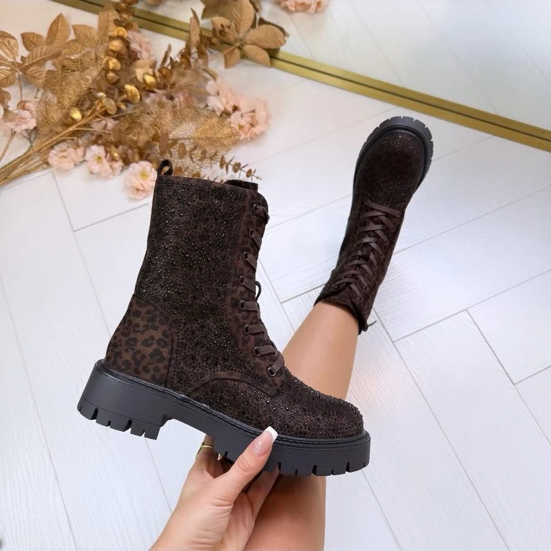 GLAMOUR BOOT A-1000V** - BROWN/LEOPARD