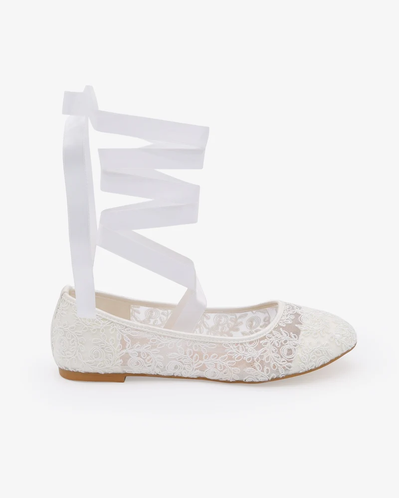 Crochet Lace Flats Ballerina Lace Up