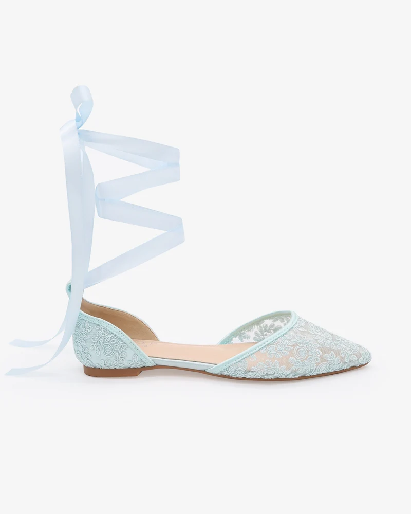 Crochet Lace Pointy Toe with Ankle Tie or Ballerina Lace Up