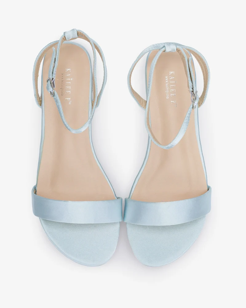Girls Satin Flat Sandal with Ankle Strap