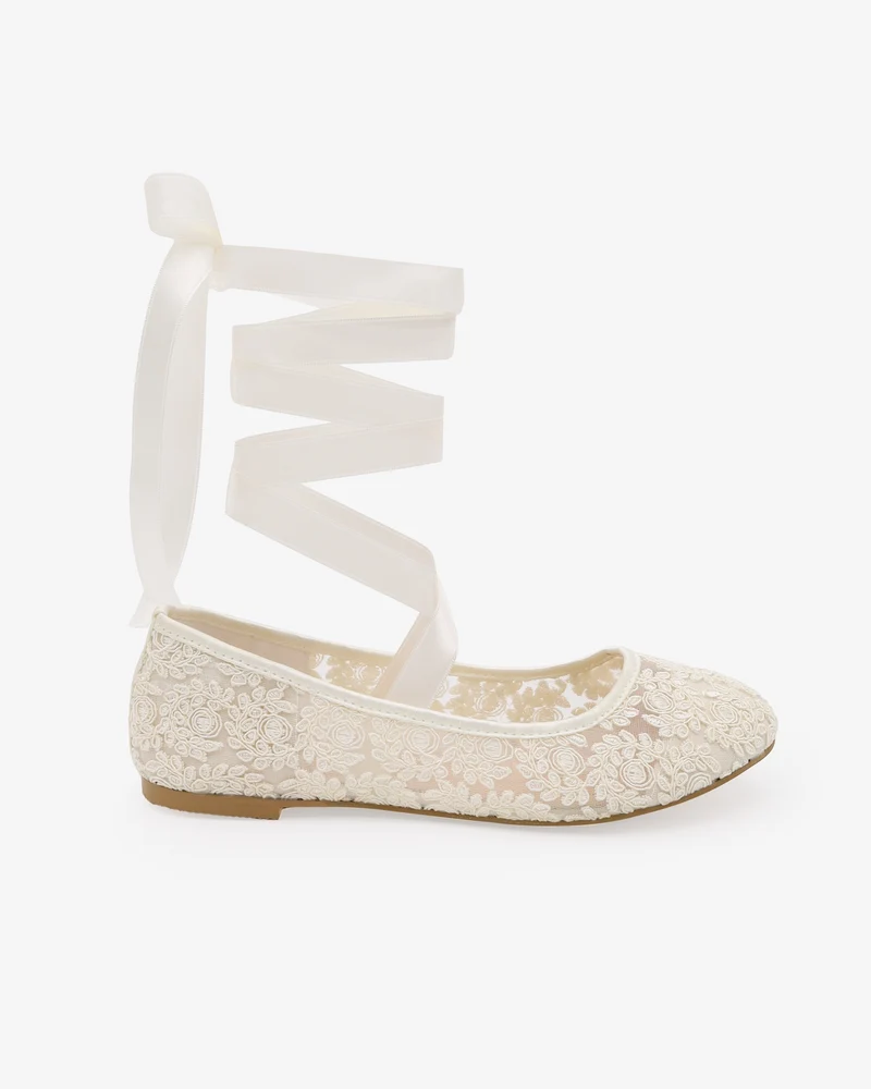 Crochet Lace Flats Ballerina Lace Up