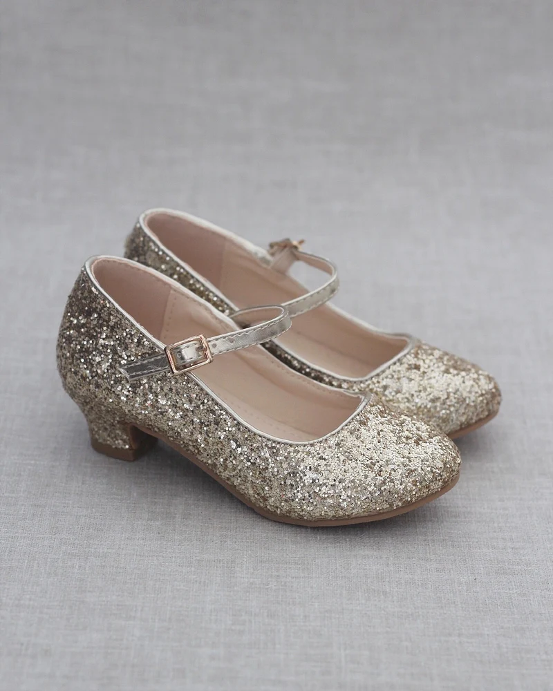 Rock Glitter Mary Jane with Glitter Heels for Girls