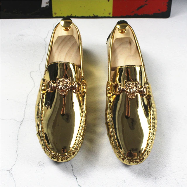 Mode Jonge Casual Loafers Schoenen Gouden Zilveren Herenschoen