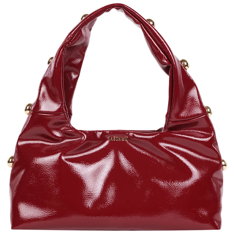 Jason Wu Studded Shoulder Bag in Crackled Finish, Ox Blood