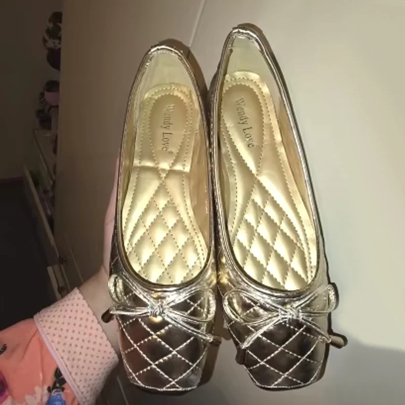 Mode Ballerina's Goud Zachte Damesschoenen