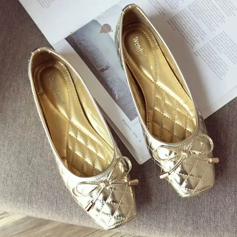 Mode Ballerina's Goud Zachte Damesschoenen