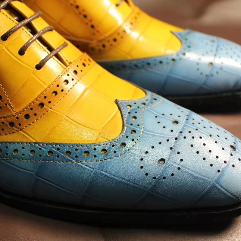 Luxe Oxford schoenen met krokodillenmotief van leer