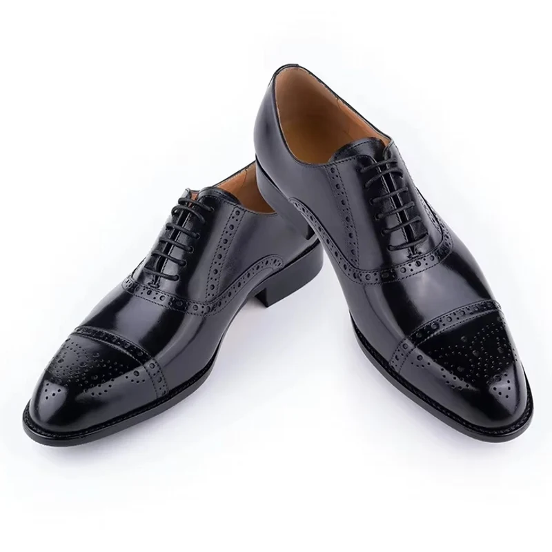 Echte koeienhuid formele kantoor klassieke brogue schoen